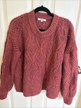 Madewell Rosewood Open-Knit Crewneck Sweater
